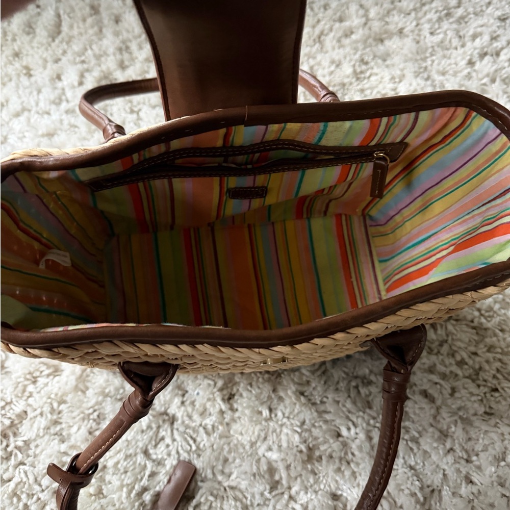 Chaps Woven Tote with Brown Designer Buckle Cute Beautiful Bag with Accents - Picture 5 of 6